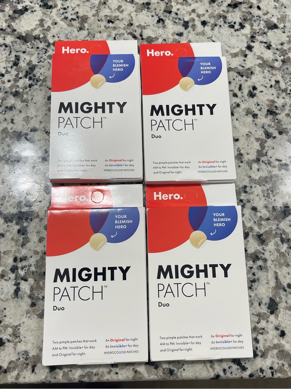 Hero Mighty Patch Duo Hydrocolloid Invisible Face Acne Patch, 4 Boxes, 12ct each